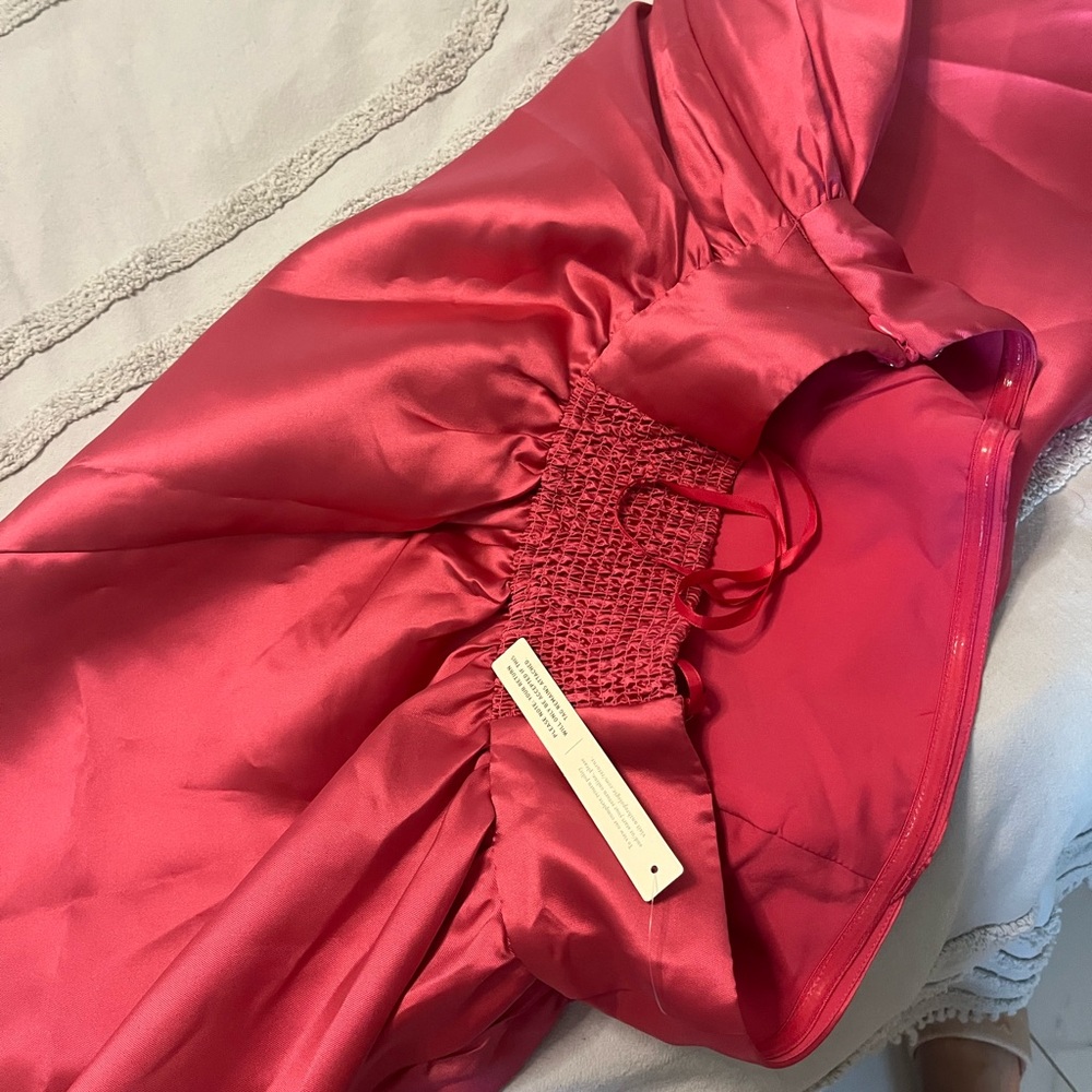 Anthropologie Fuchsia Satin Dress - Picture 5 of 8